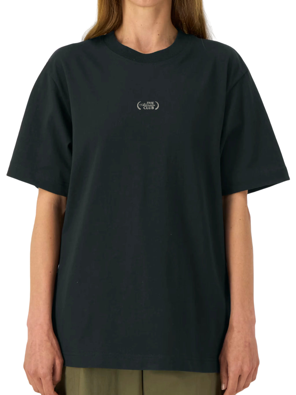 Camiseta Fusta negra de Abbordare vista de frente con logo en el pecho