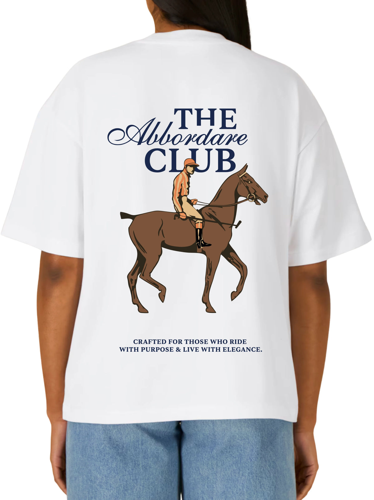 Camiseta Paddock blanca con estampado The Abbordare Club en la espalda