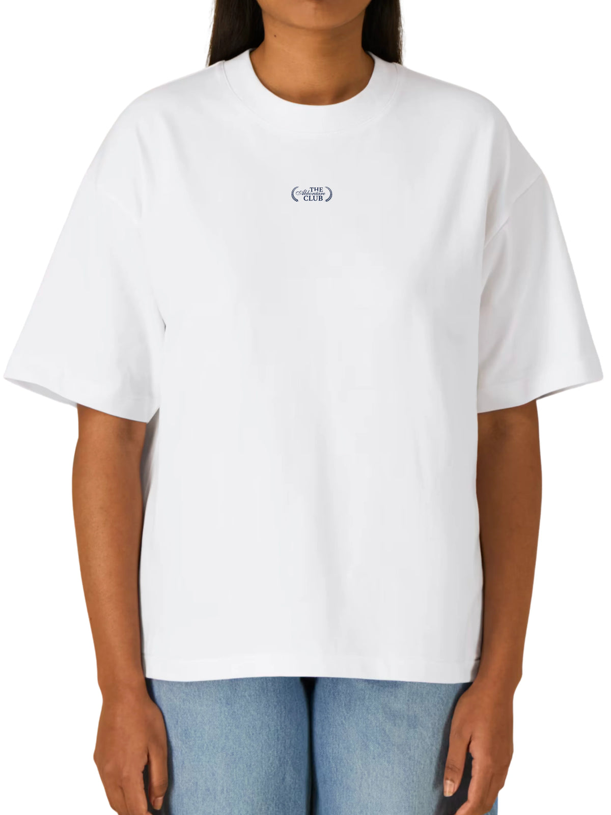 Camiseta Paddock blanca de Abbordare vista de frente con logo en el pecho